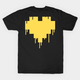 Yellow Dripping Pixel Heart T-Shirt